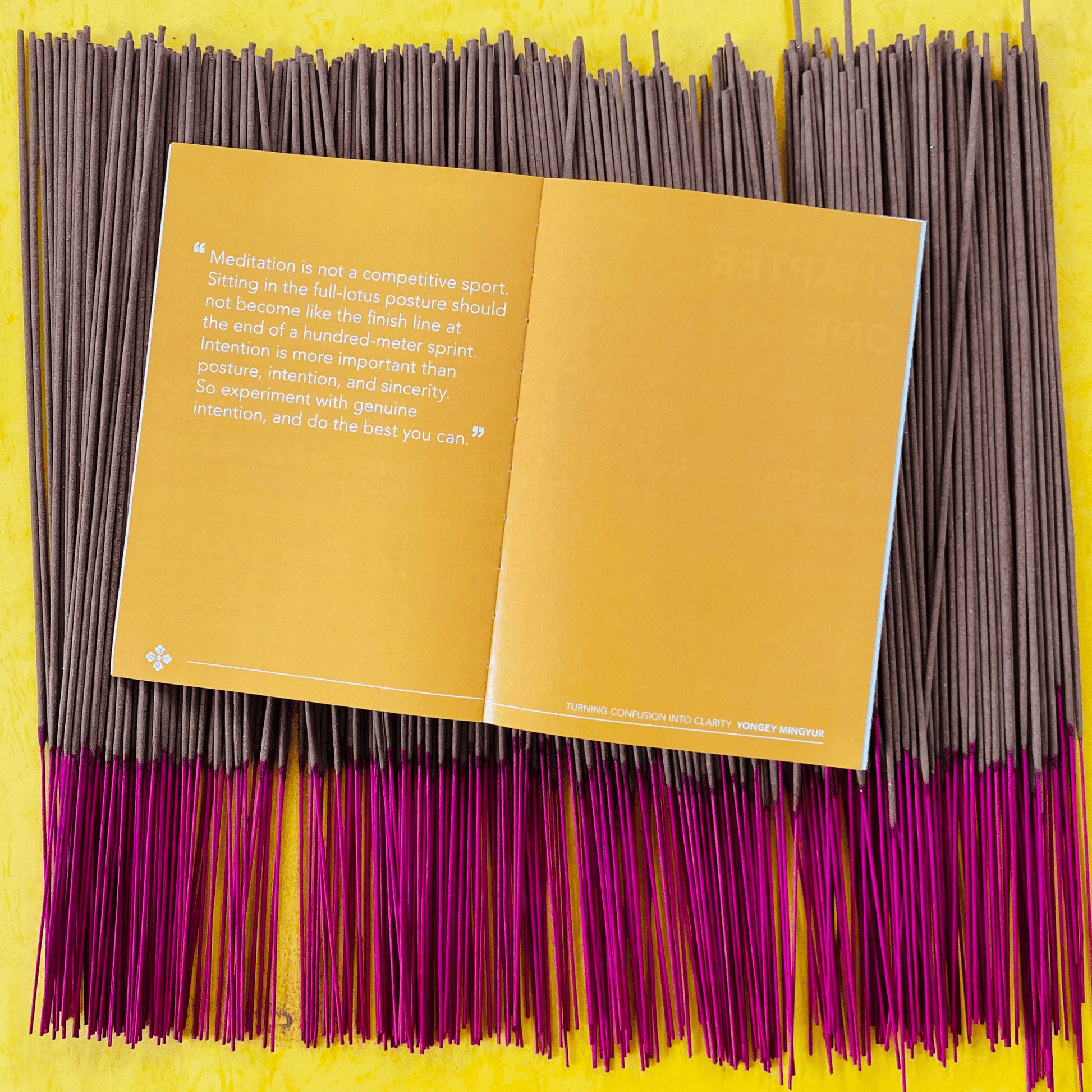 Meditation journal laying on top of incense sticks.